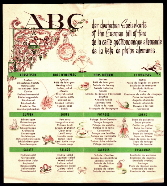 ABC OF THE GERMAN BILL OF FARE