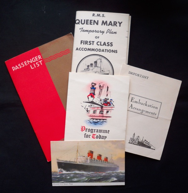 Image for LOT OF EPHEMERA FROM THE CUNARD CRUISE SHIPS R.M.S. MAURETANIA, R.M.S. QUEEN ELIZABETH, AND R.M.S. QUEEN MARY